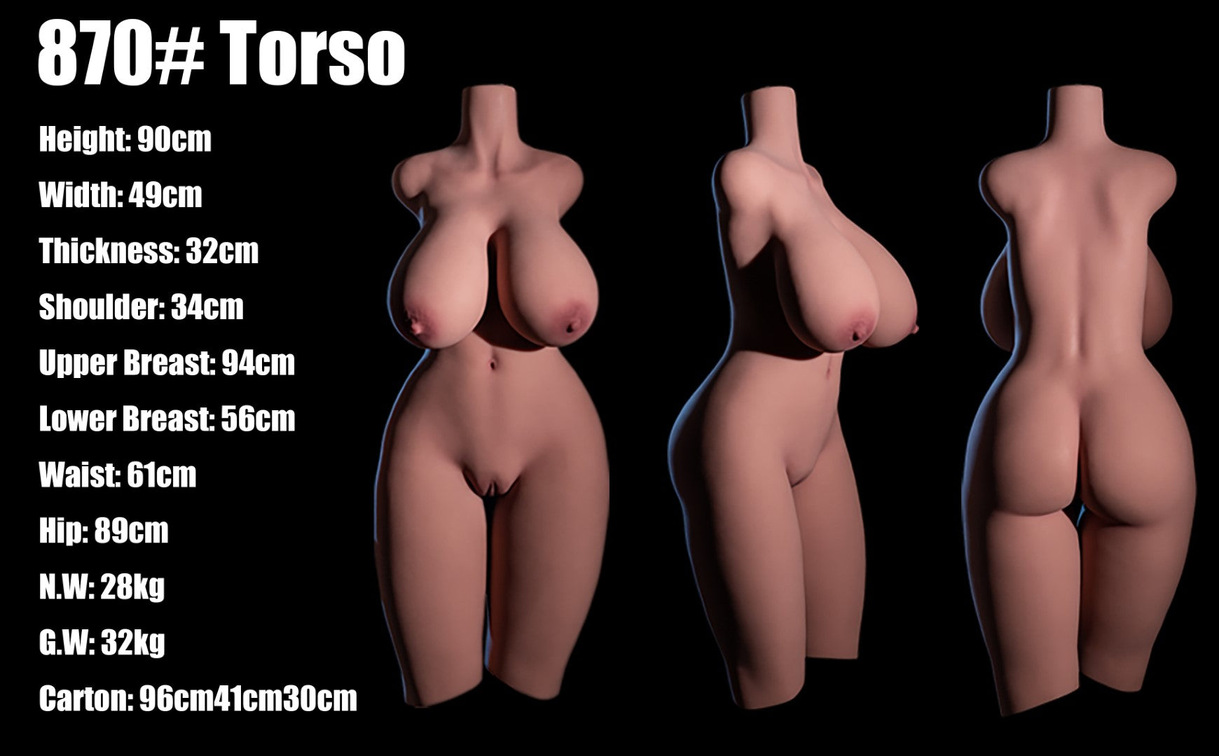 Berber Torso Sex Doll (Climax Doll Classic 90 cm L-cup Tpe)
