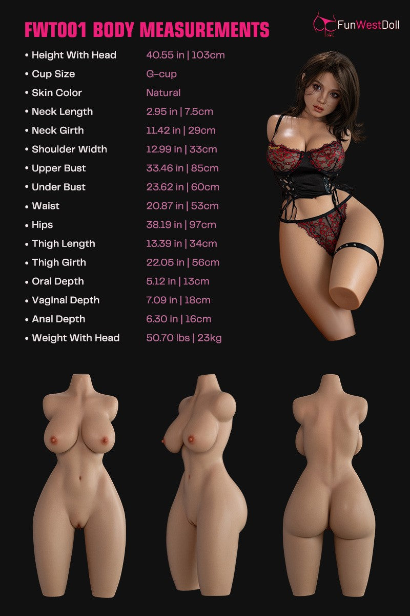 Lyra Lalka seksu tułowia (FunWest Doll 103cm G-cup #054S Silikon)