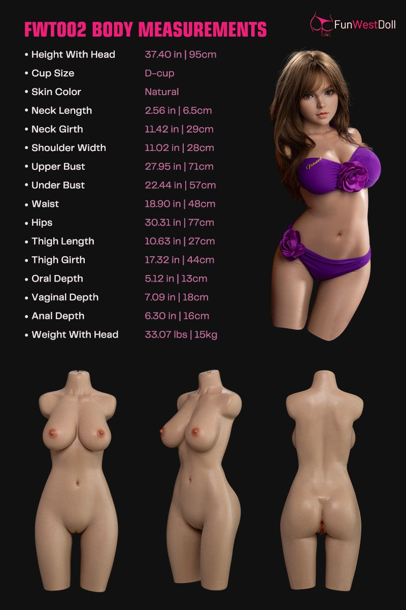 Lalka seksu z tułowiem Lily (FunWest Doll 95cm D-cup #036S Silikon)