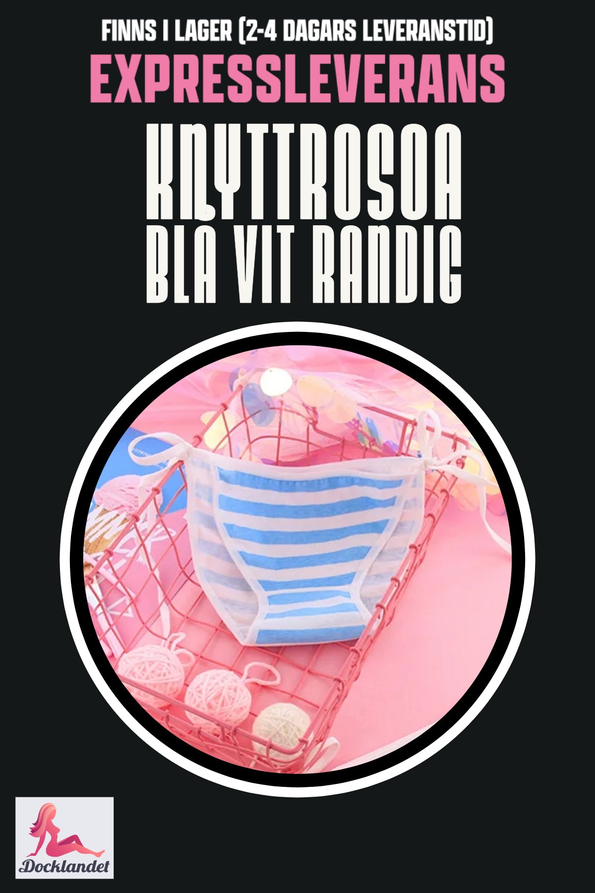 Różowy krawat dla lalki erotycznej (różowy/niebieski biały, w paski)