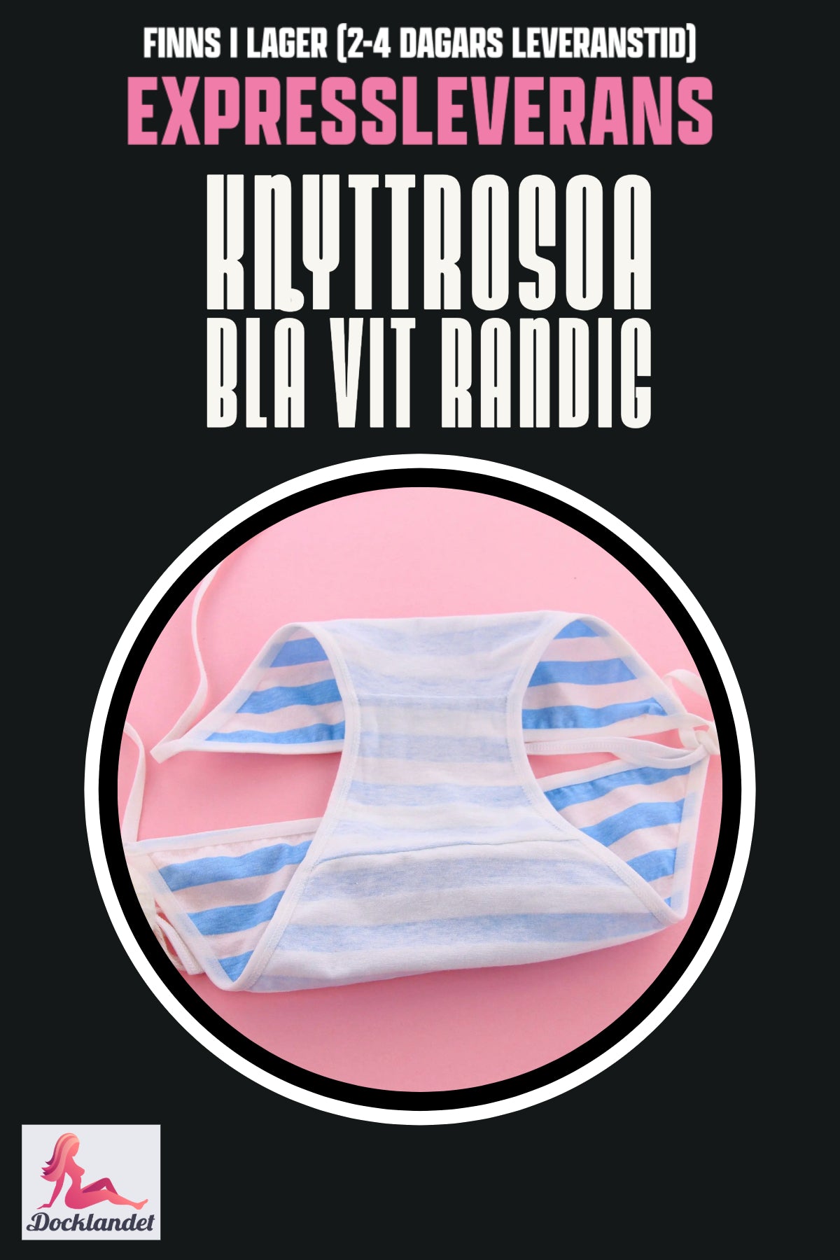 Różowy krawat dla lalki erotycznej (różowy/niebieski biały, w paski)